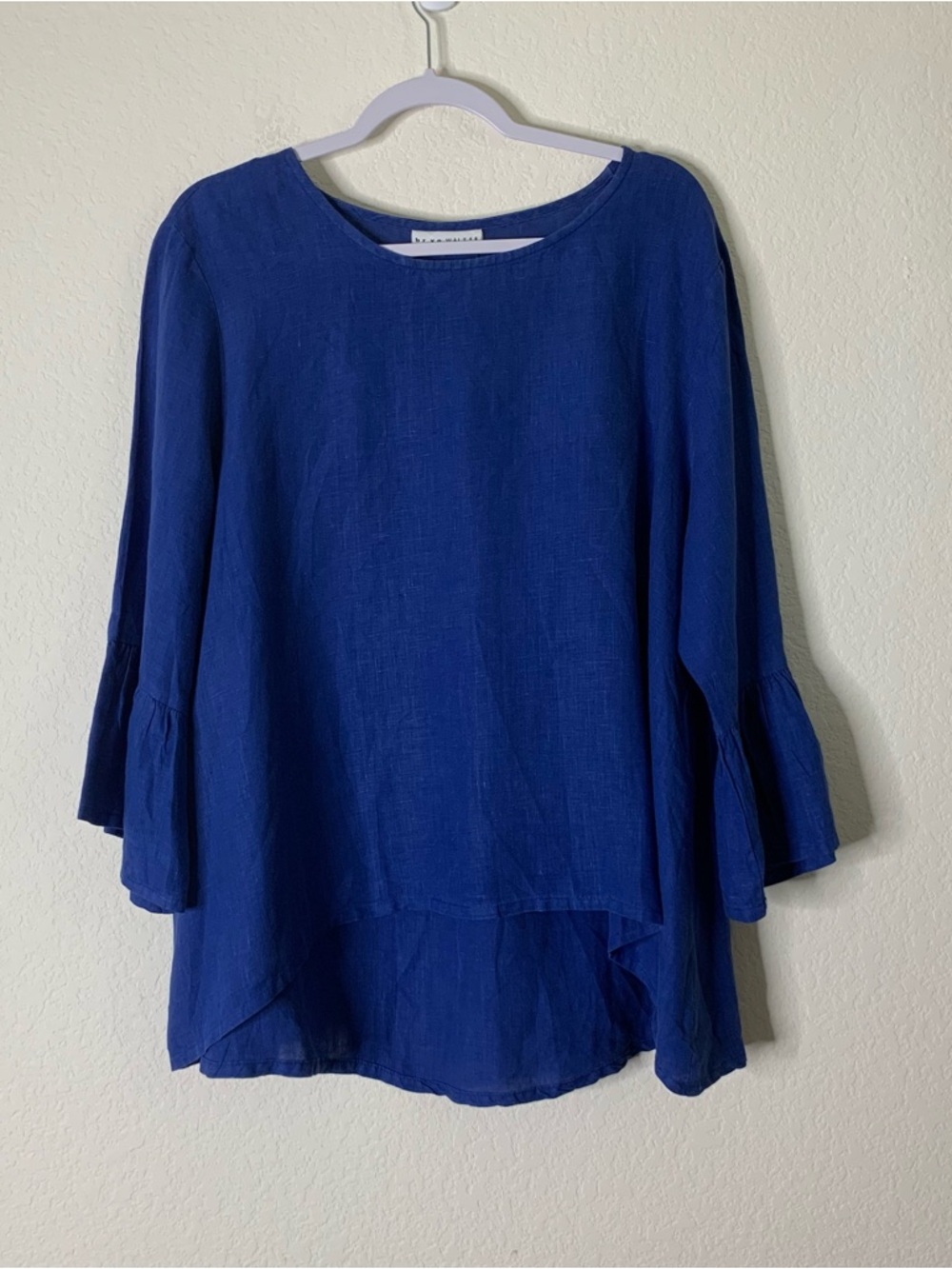 Bryn Walker Womens blue 100% line long sleeve blouse/ top L